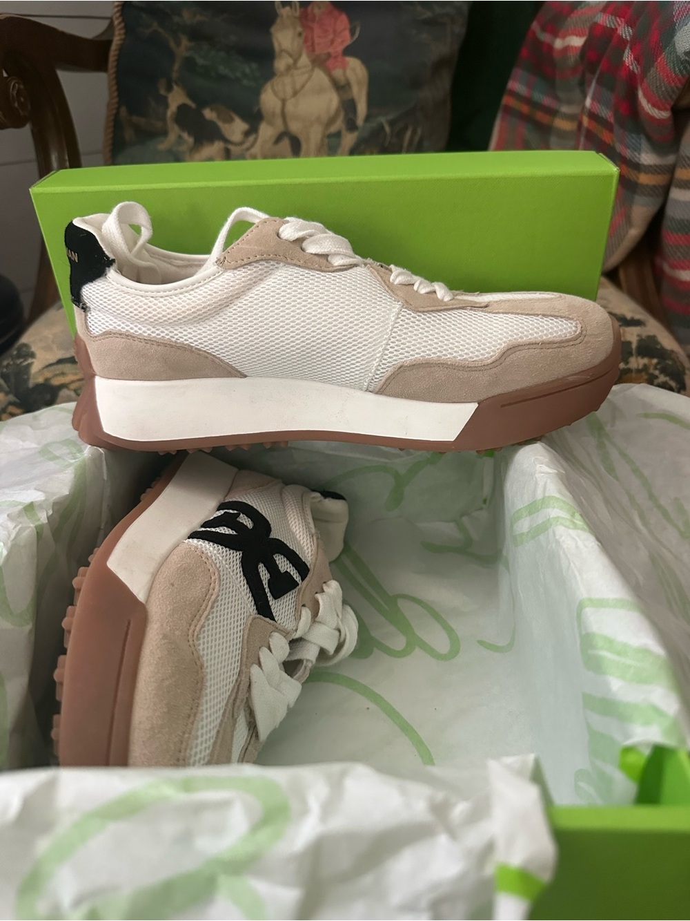 Sam Edelman Tan White Black Accent Sneakers - Picture 4 of 8